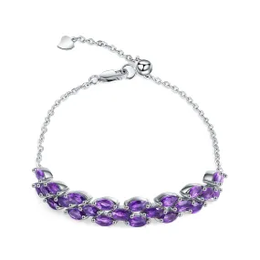 European and American Style Princess Temperament Natural Amethyst Silver Bracelet for Women