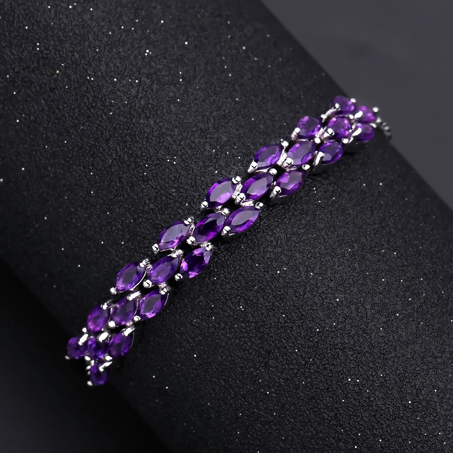 European and American Style Princess Temperament Natural Amethyst Silver Bracelet for Women