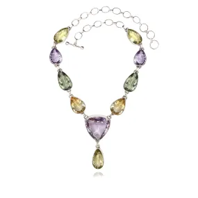 Evelyn Multi Quartz Necklace, Sterling Silver