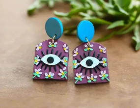 Evil eye clay earrings