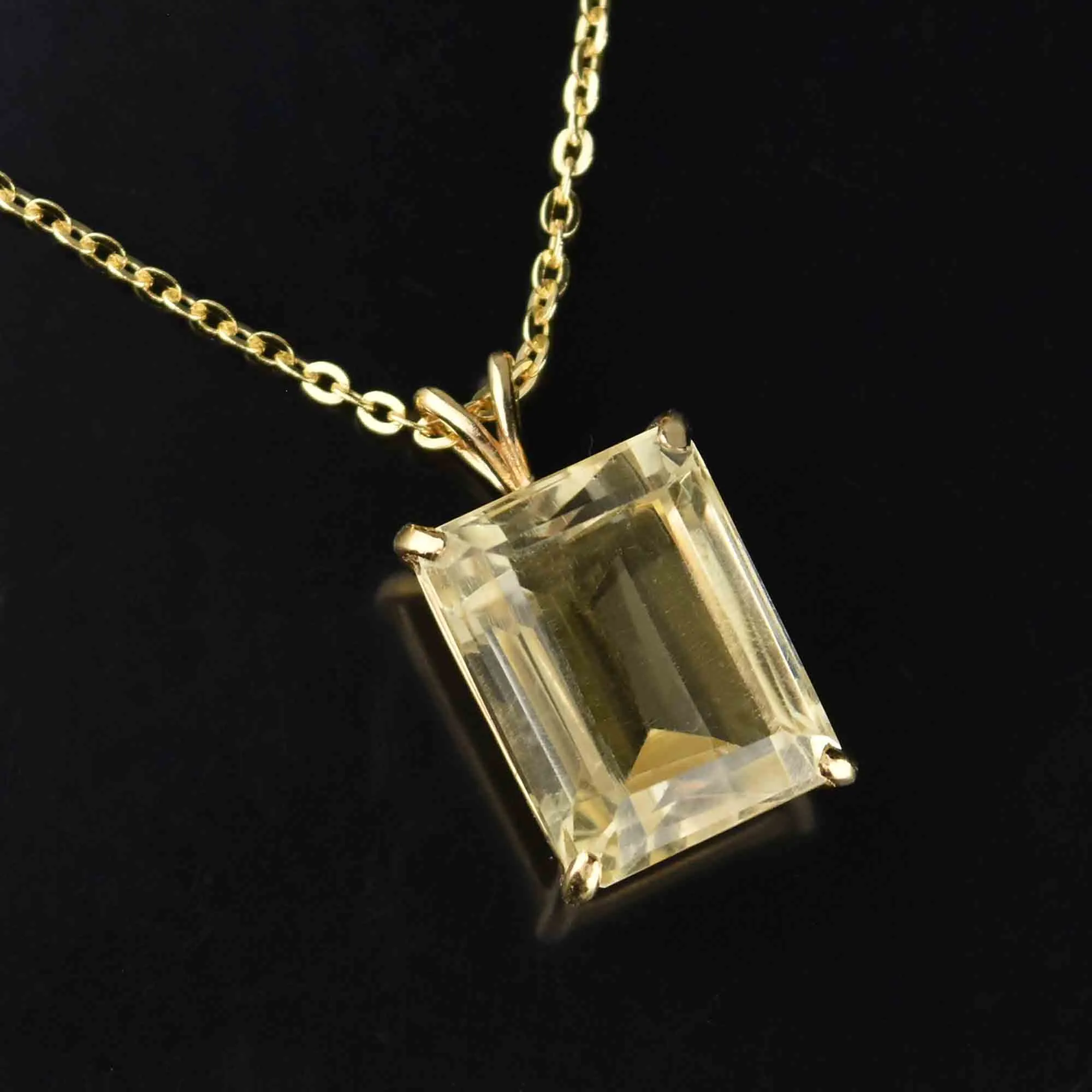 Exquisite 18.5 CTW Natural Citrine Pendant, 14K Gold Step Cut