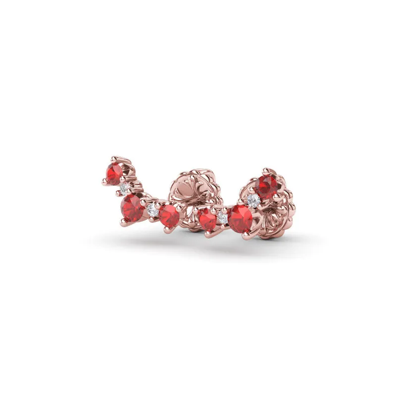 Fana Five Stone Ruby and Diamond Climber Earrings