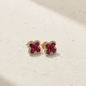 Felicity Ruby and Diamond Stud Earrings