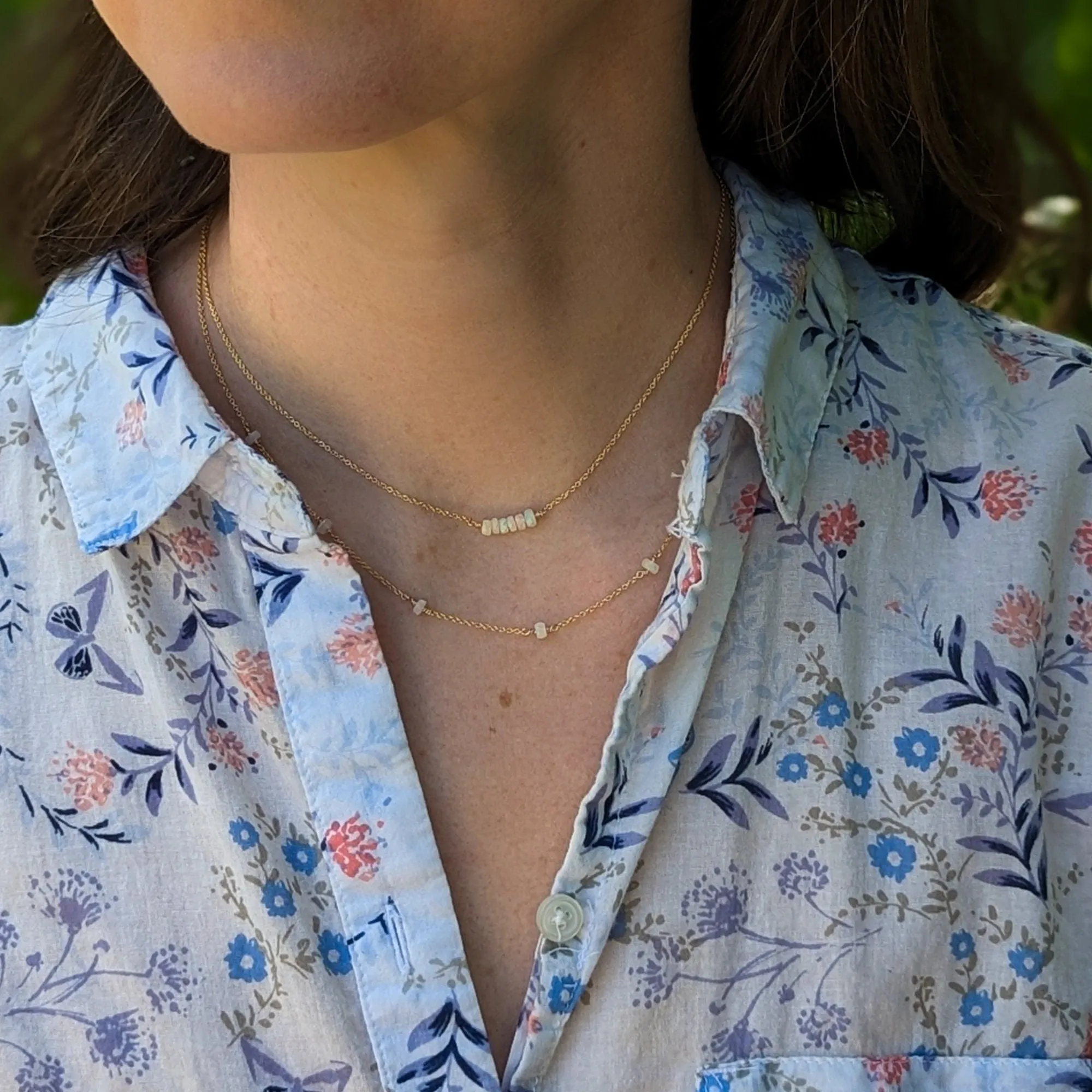 Floating White Opal Necklace