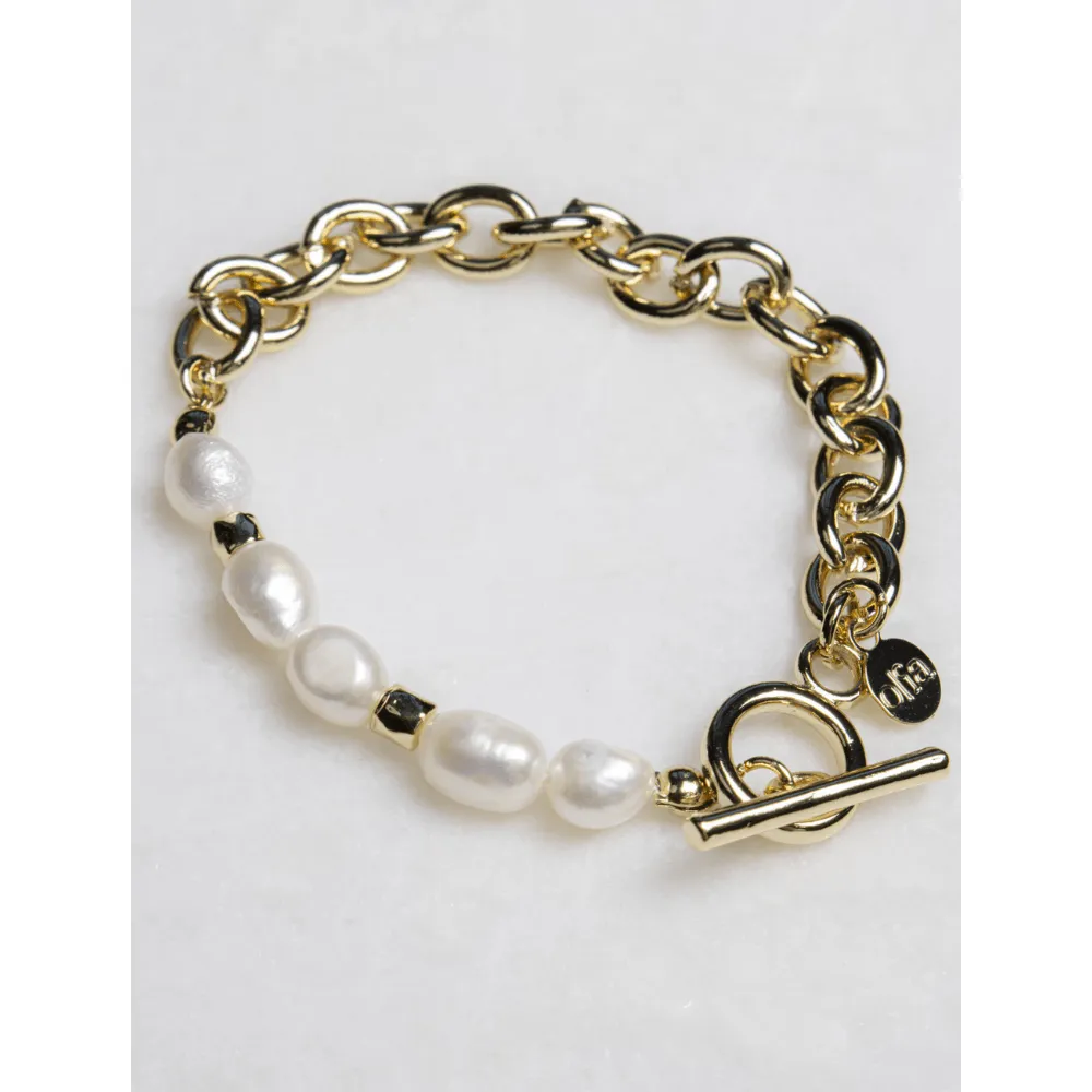 Flora Plated Pearl Bracelet Gold Plated