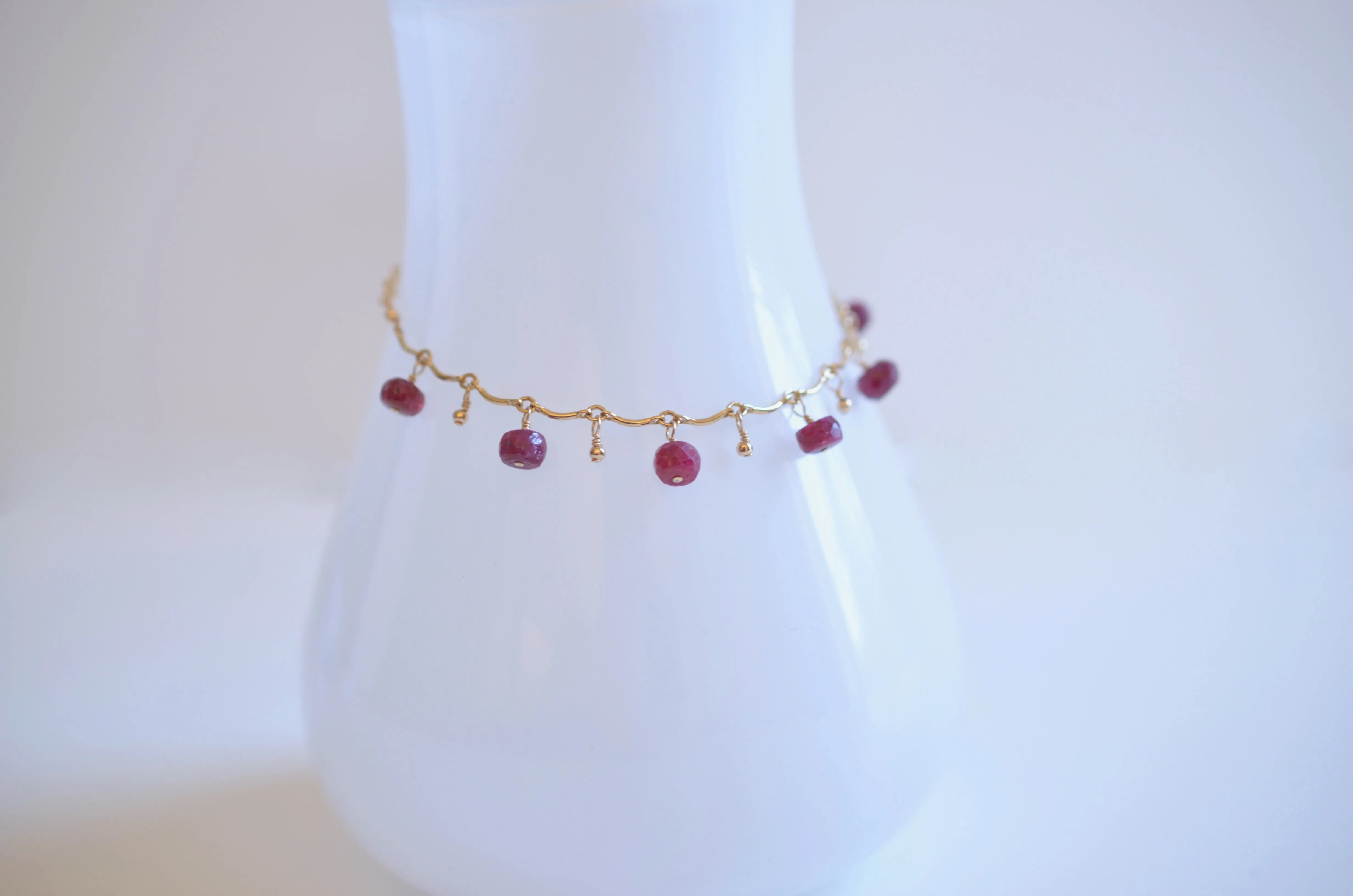 Gabriela - Ruby, 14k Gold Filled Bracelet