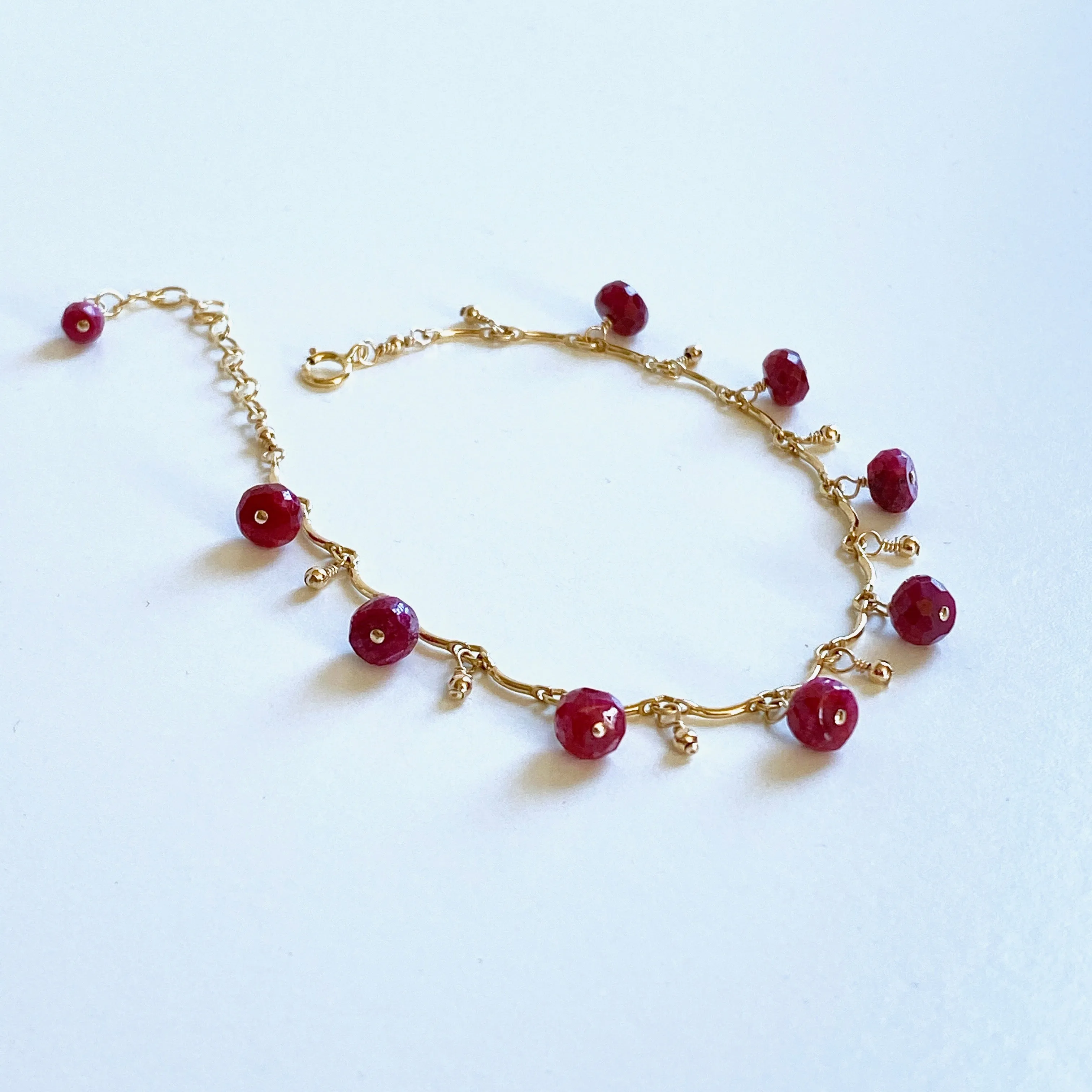 Gabriela - Ruby, 14k Gold Filled Bracelet