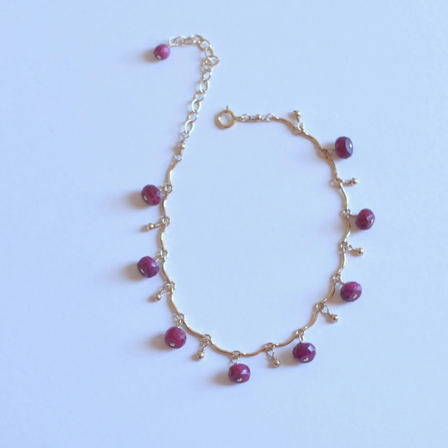 Gabriela - Ruby, 14k Gold Filled Bracelet