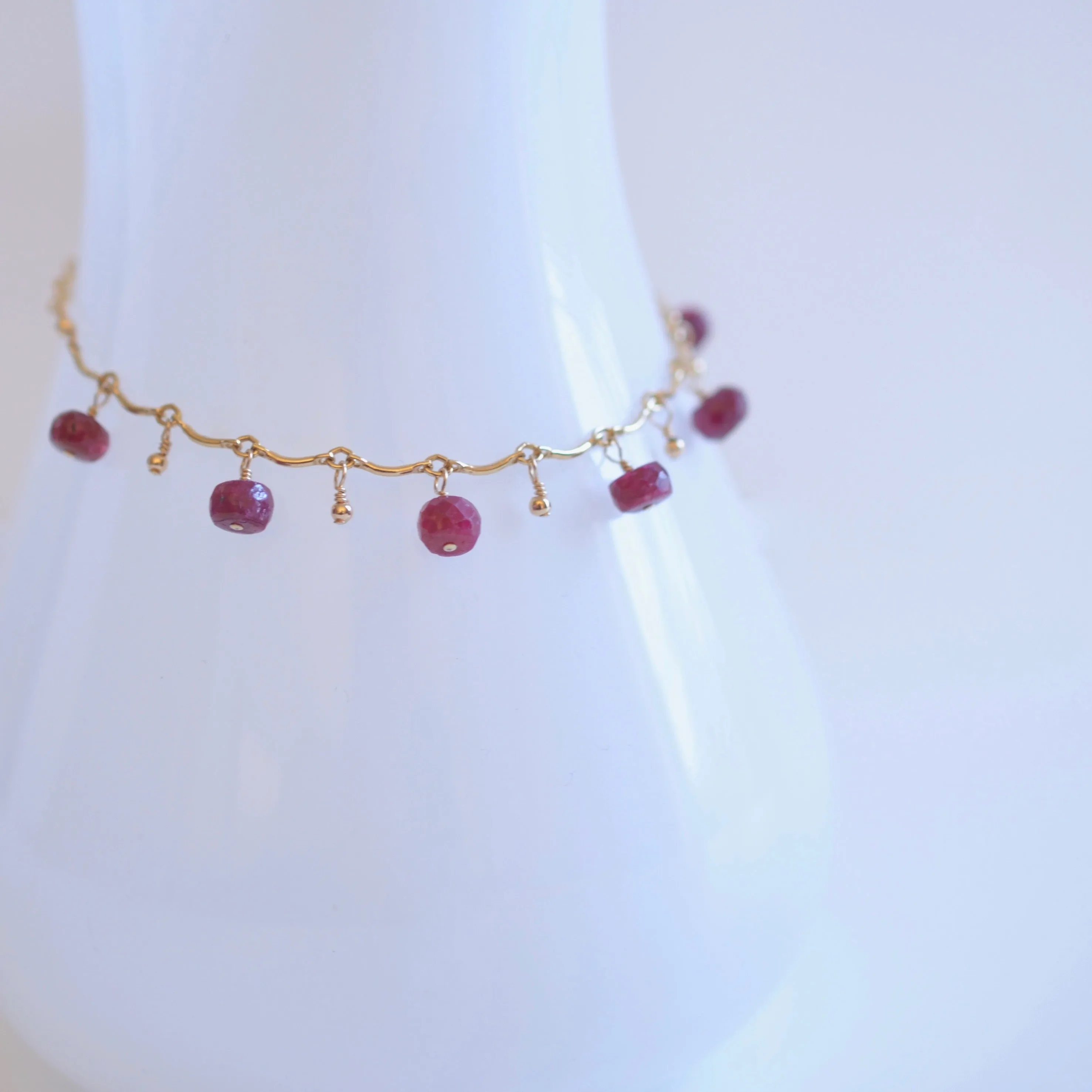 Gabriela - Ruby, 14k Gold Filled Bracelet