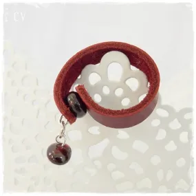 Garnet Gemstone Leather Ring