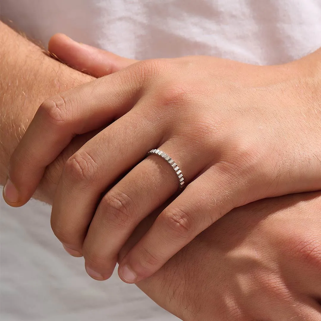 Gear Band Ring in Silver