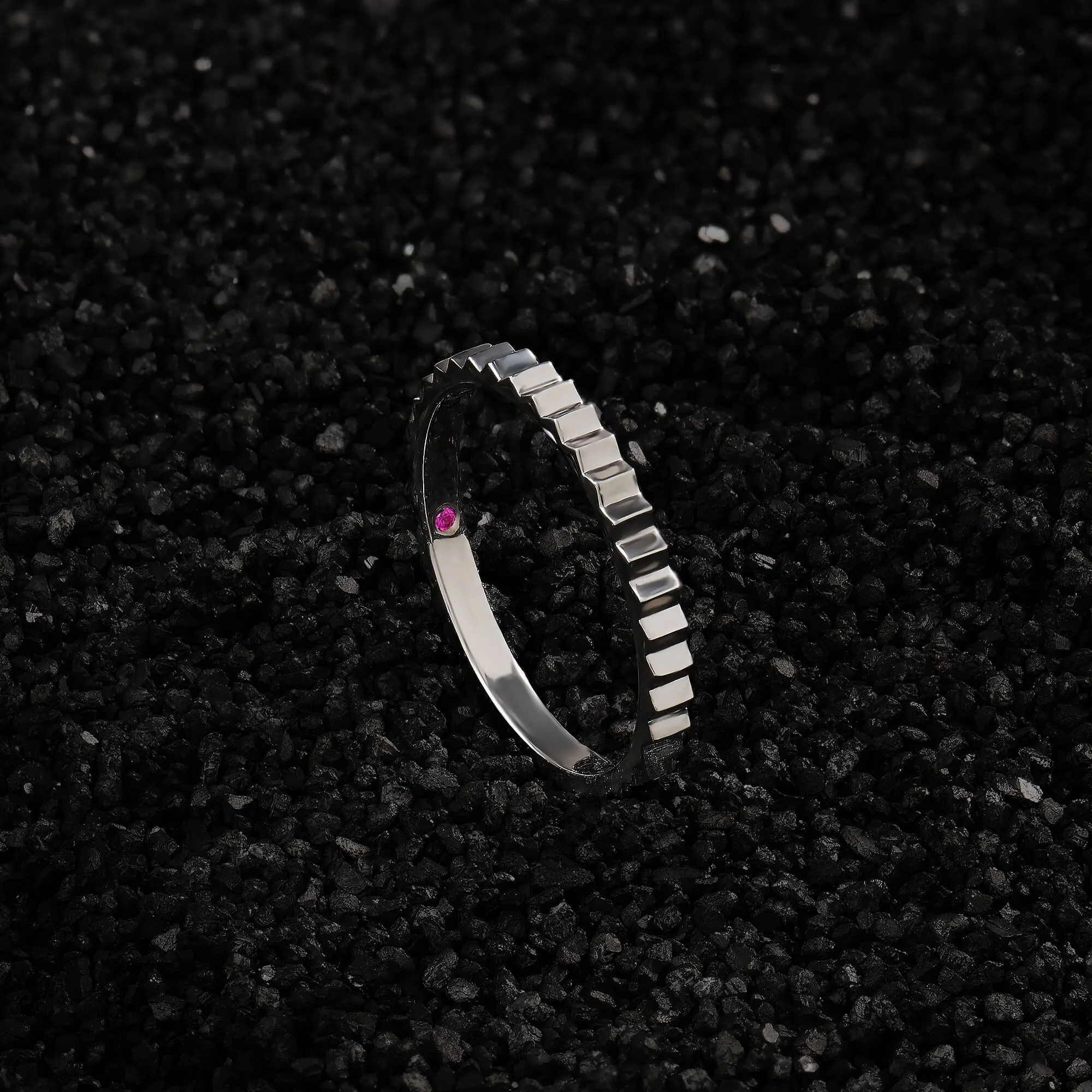 Gear Band Ring in Silver