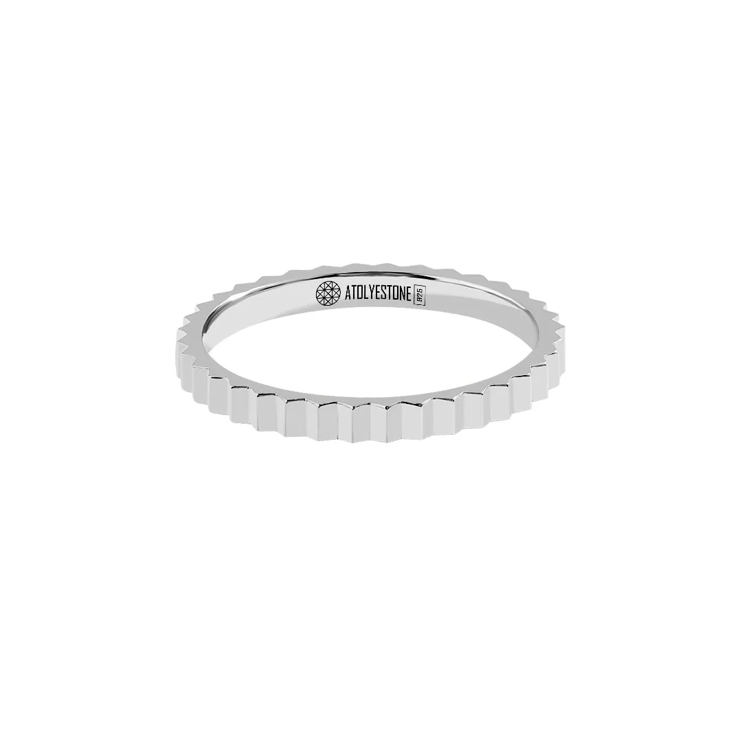 Gear Band Ring in Silver