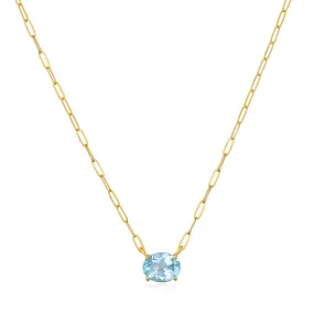 Gem Drop Sky Blue Topaz Necklace