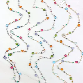 Gems and Pearls Long Layering Necklace