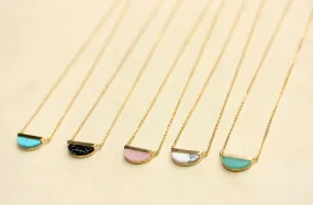 Gemstone Split Half Circle Necklace