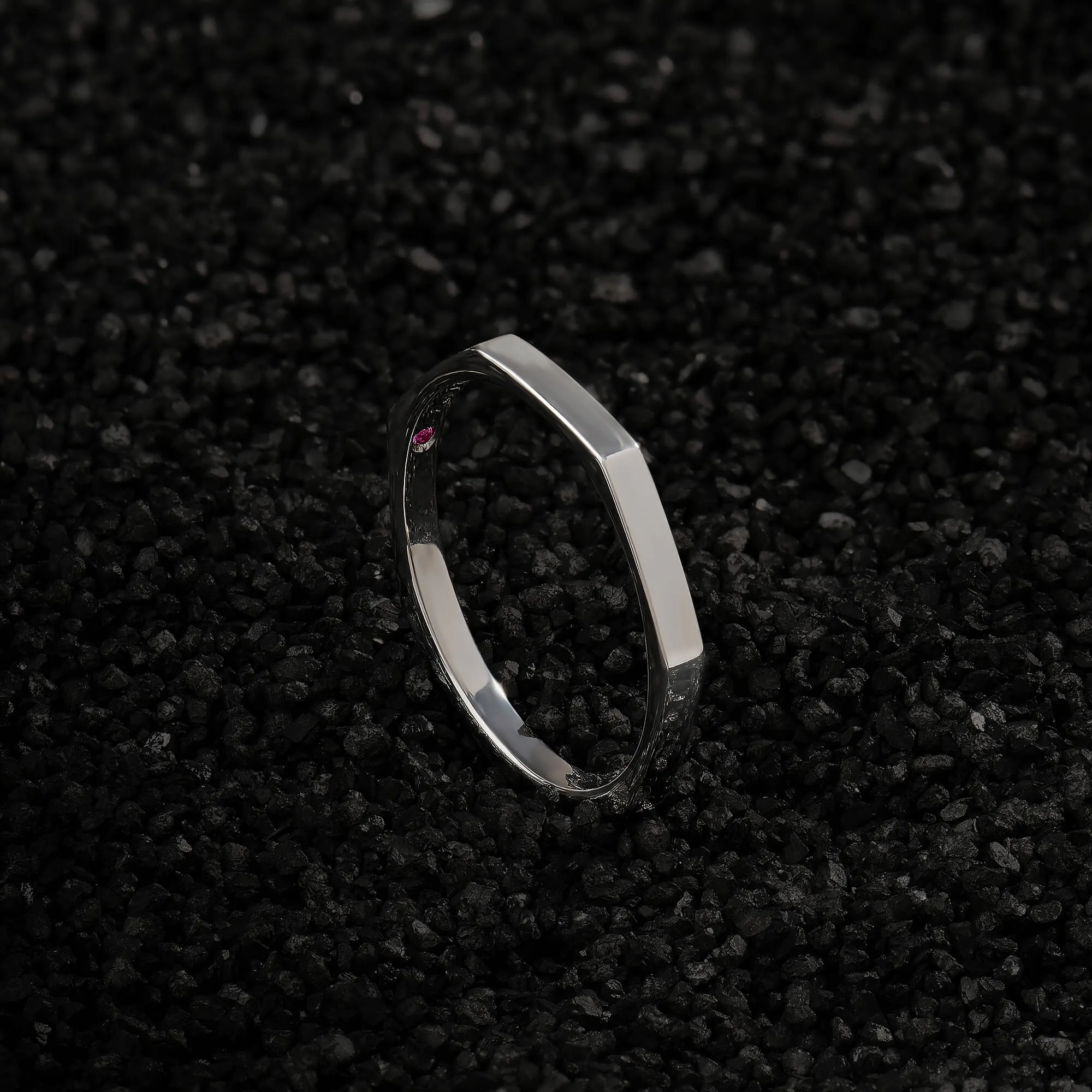 Geometric Band Ring in Silver