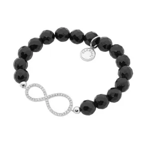 GEORGINI FACETED ONYX CZ INFINITY STRETCH BRACELET