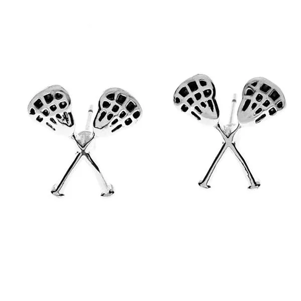 Girls Lacrosse Stick Stud Earrings