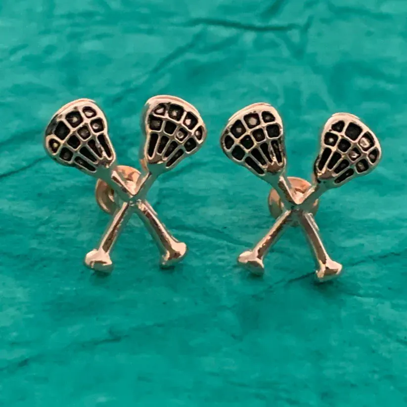 Girls Lacrosse Stick Stud Earrings