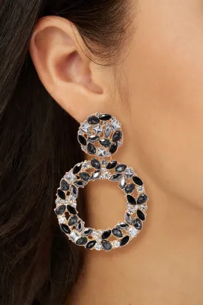 Glamorous Rhinestone Hoop Earrings