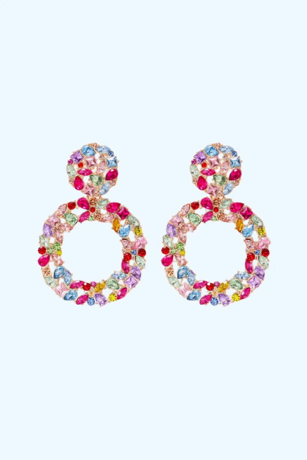 Glamorous Rhinestone Hoop Earrings