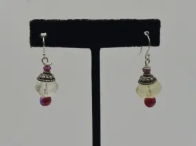 Glass Bead Sterling Silver Dangle Earrings