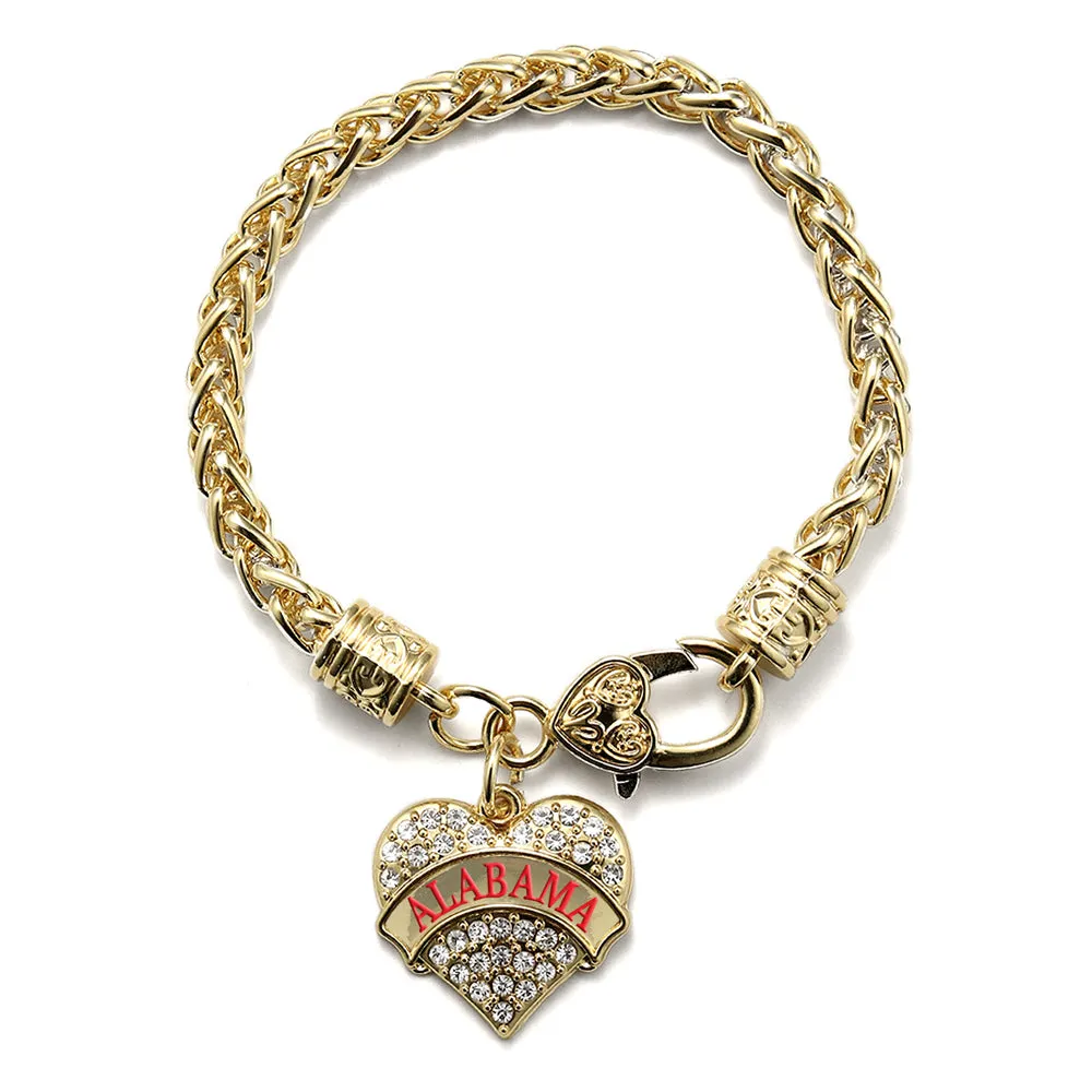 Gold Alabama Pave Heart Charm Braided Bracelet