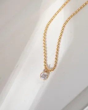 Gold ball chain diamond pendant necklace