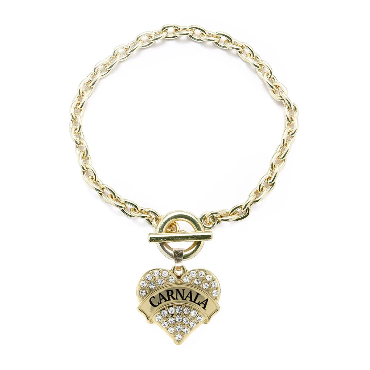 Gold Carnala - Sister Pave Heart Charm Toggle Bracelet