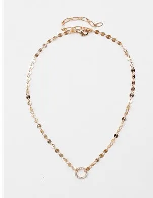 Gold Dainty Chain With Circle Necklace