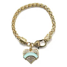 Gold Mint Granddaughter Pave Heart Charm Braided Bracelet