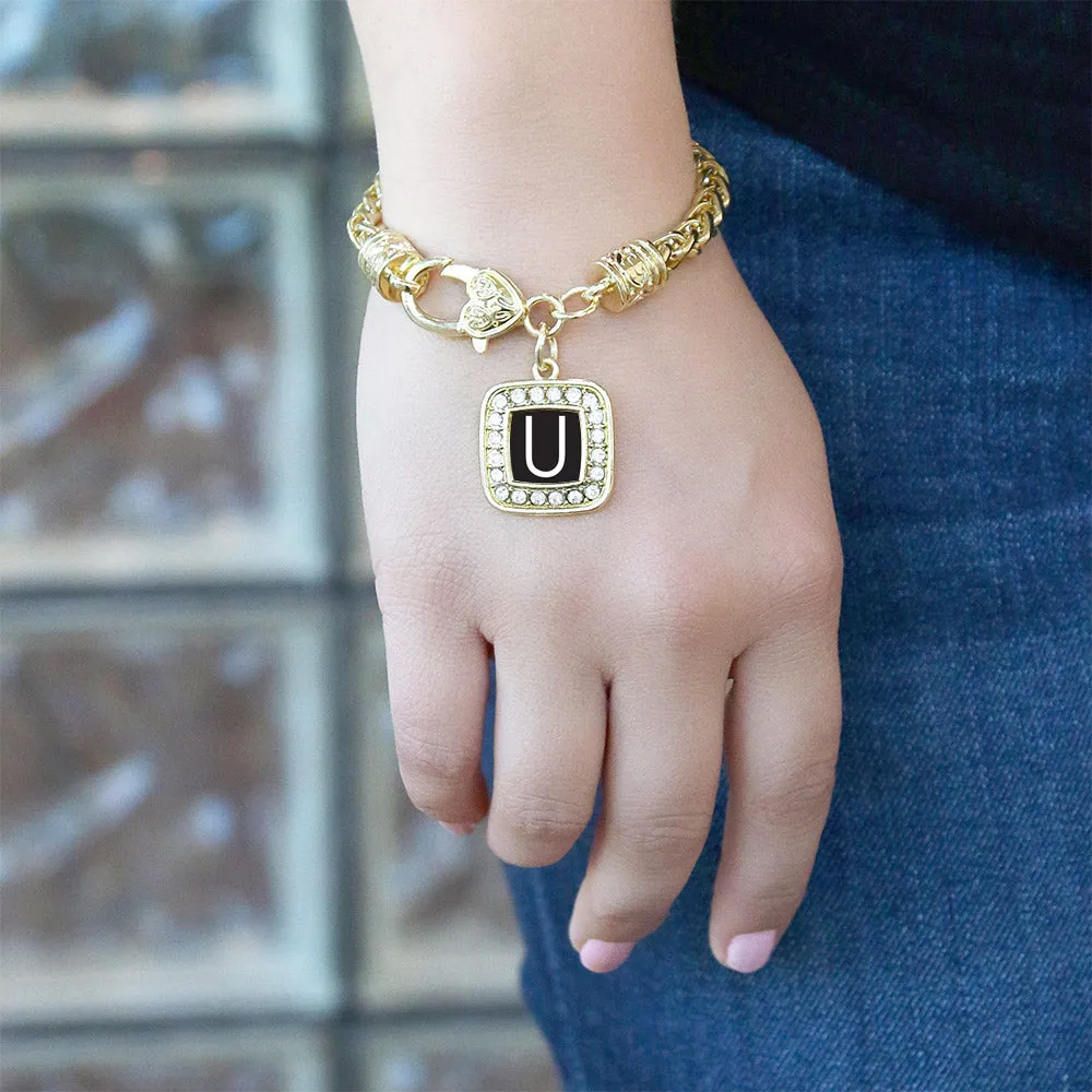 Gold My Initials - Letter U Square Charm Braided Bracelet