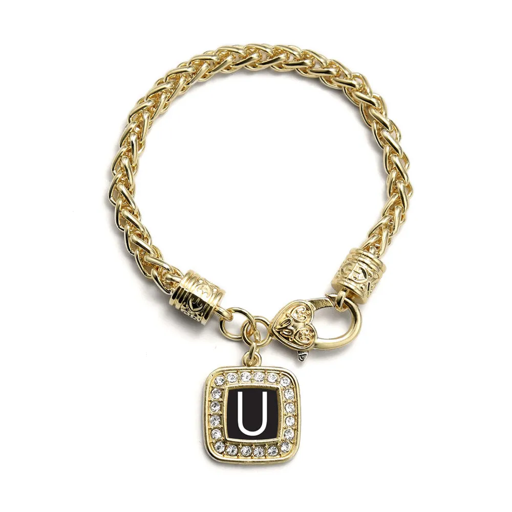 Gold My Initials - Letter U Square Charm Braided Bracelet