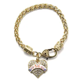 Gold Orange and Navy Blue Big Pave Heart Charm Braided Bracelet