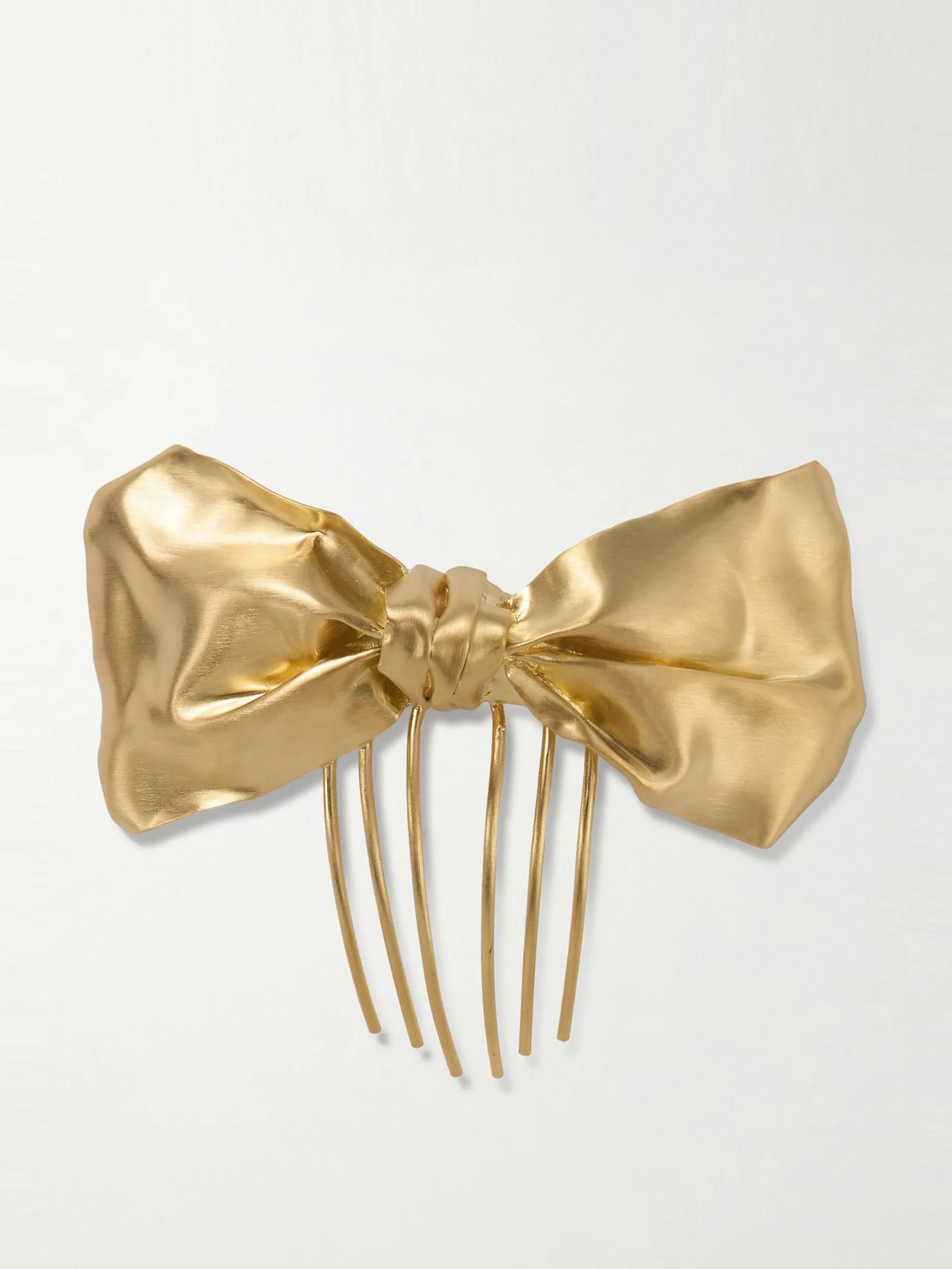 Gold-plated bow hair comb