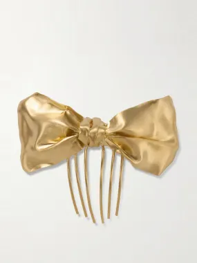 Gold-plated bow hair comb