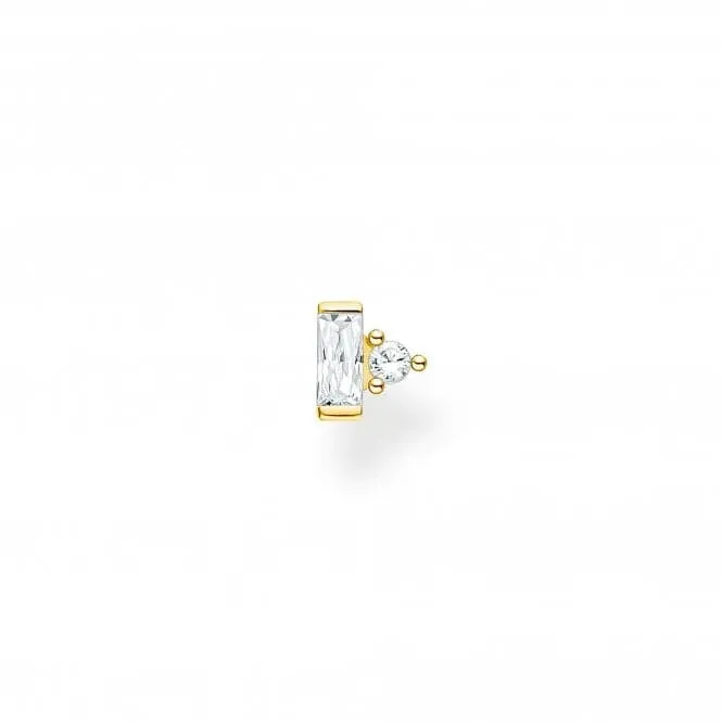 Gold Plated Zirconia White Stone Single Ear Stud H2186-414-14