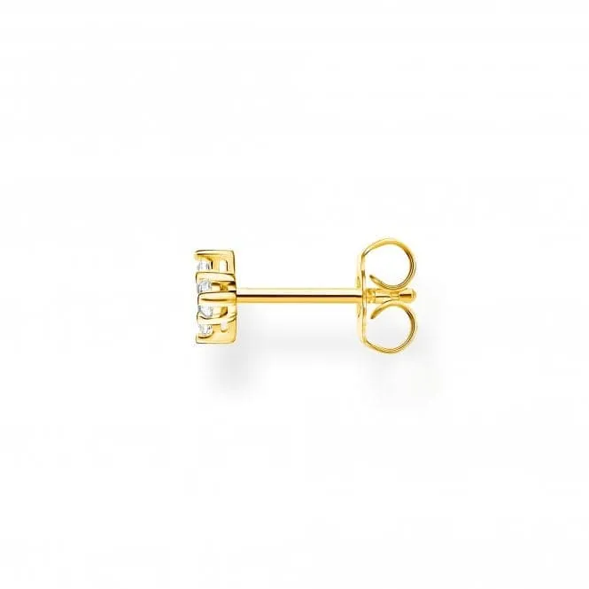 Gold Plated Zirconia White Stone Single Ear Stud H2186-414-14