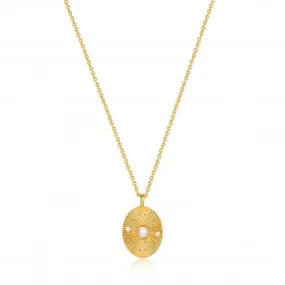 Gold Scattered Stars Kyoto Opal Disc Necklace N034-03G