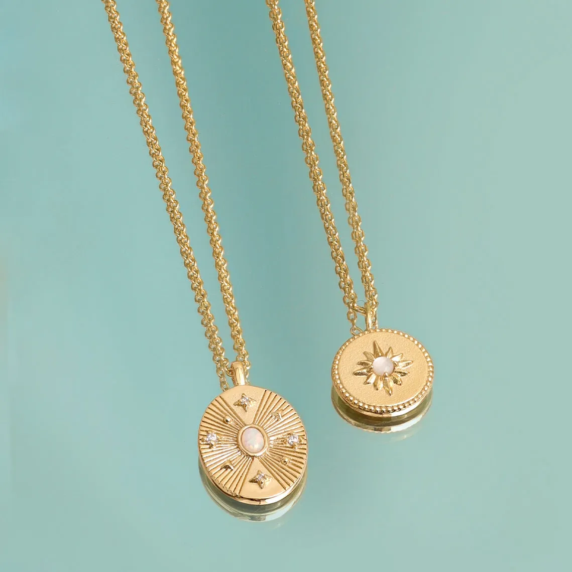 Gold Scattered Stars Kyoto Opal Disc Necklace