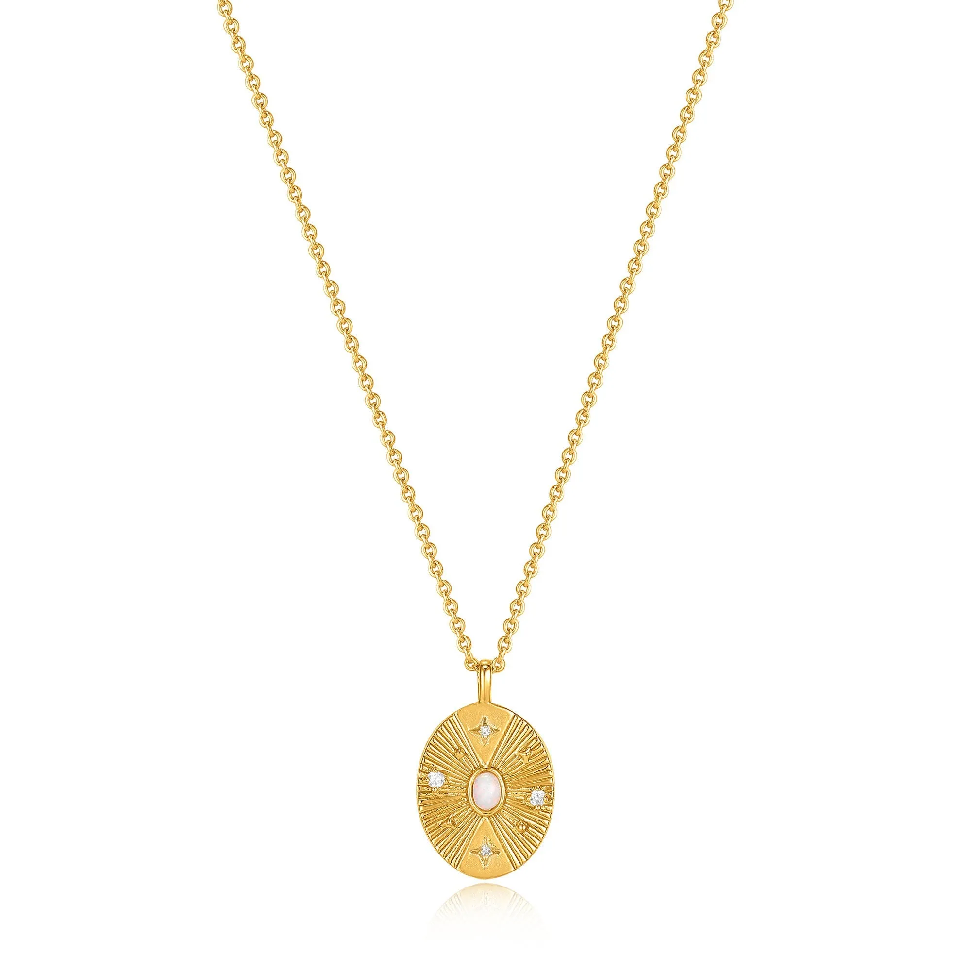 Gold Scattered Stars Kyoto Opal Disc Necklace