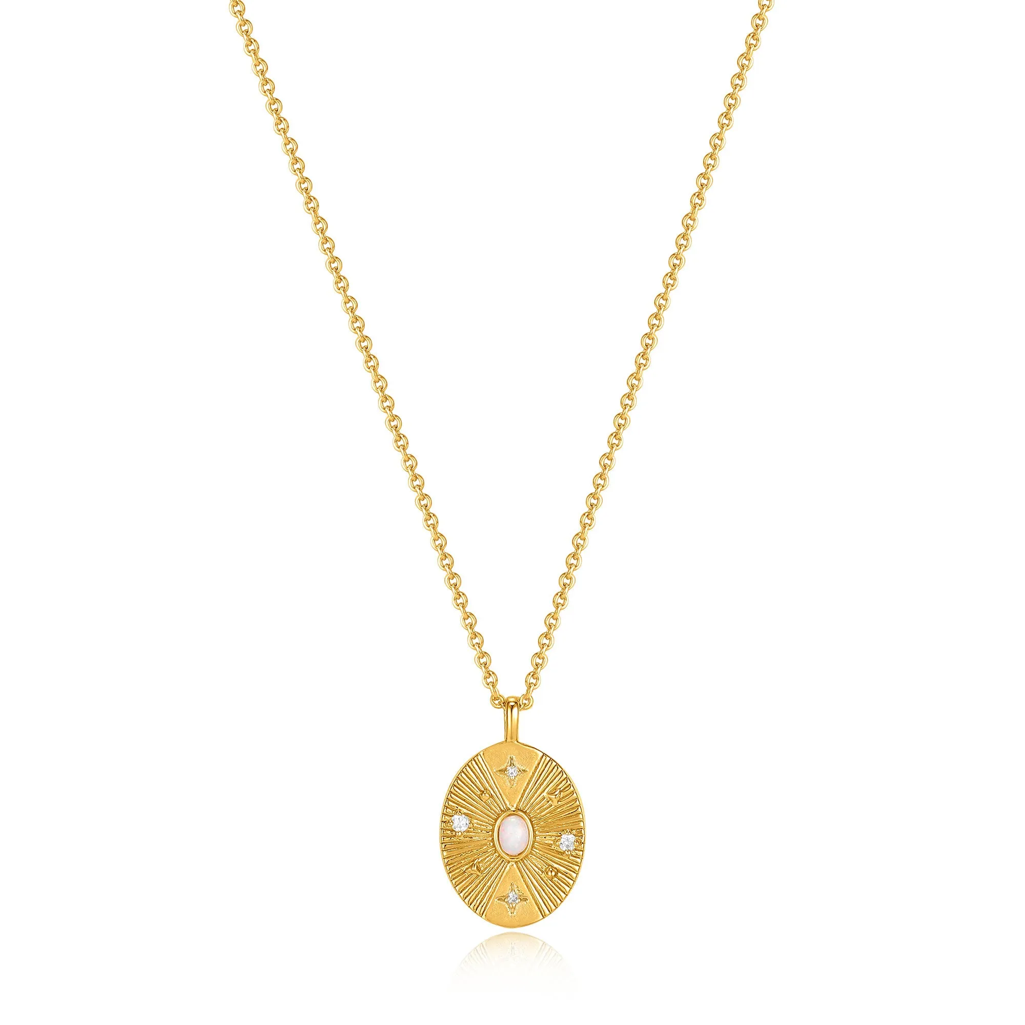 Gold Scattered Stars Kyoto Opal Disc Necklace