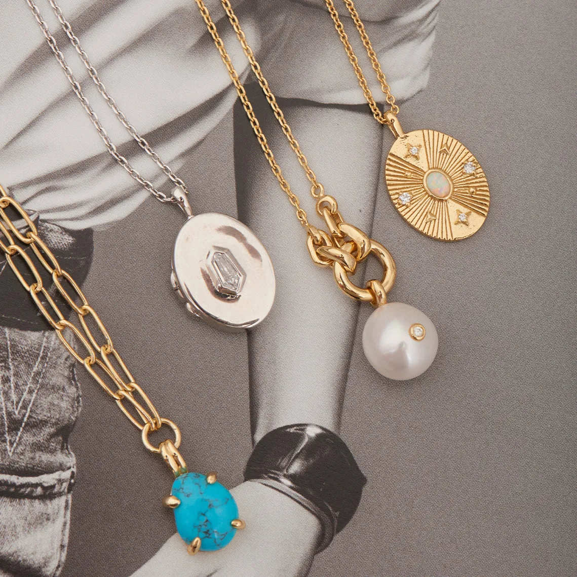 Gold Scattered Stars Kyoto Opal Disc Necklace