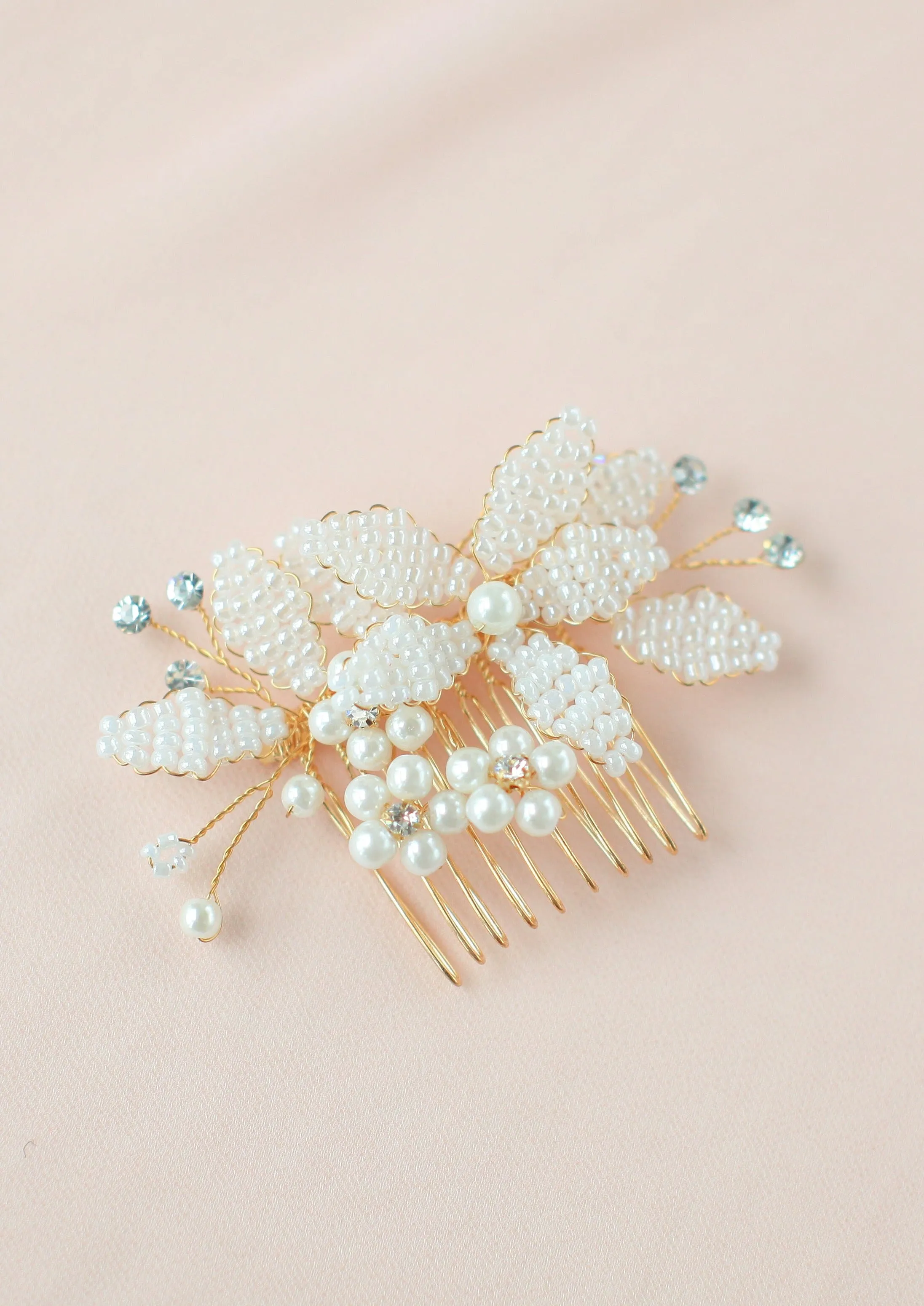 Gold / Silver Pearl Bridal Hair Comb