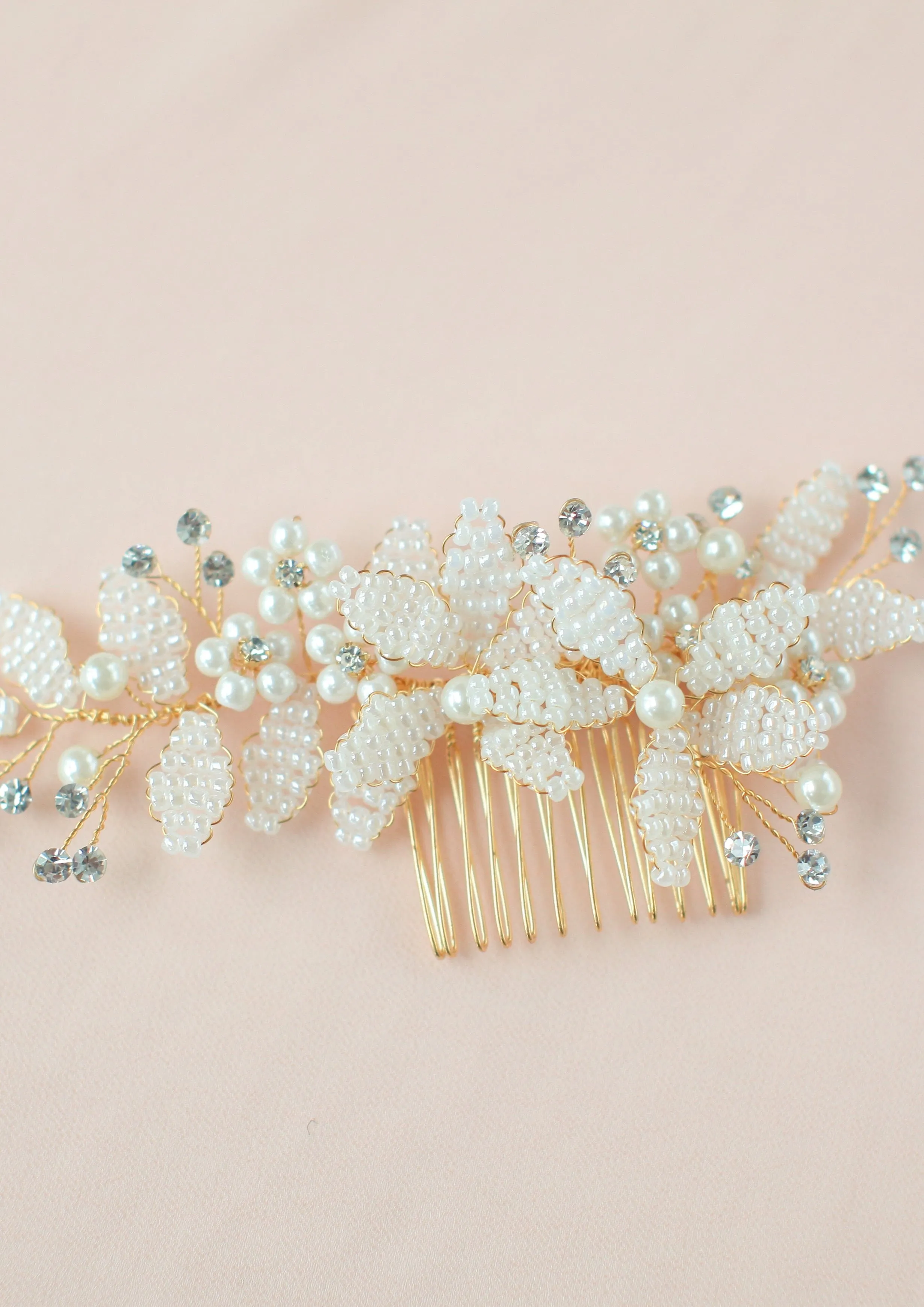 Gold / Silver Pearl Bridal Hair Comb