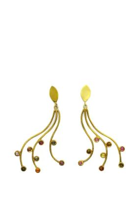 Gold Tourmaline Vine Drop Earrings