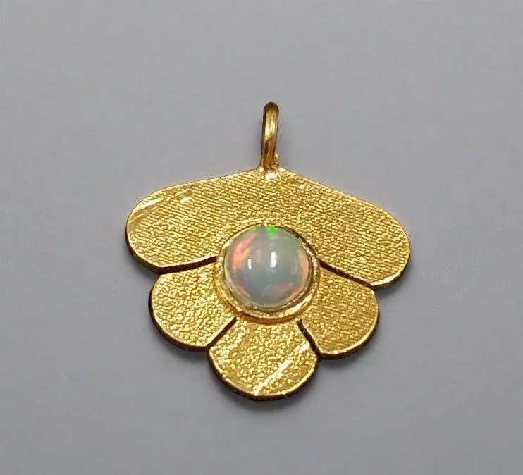 Gold Vermeil Ethiopian Opal Floral Charm Pendant