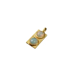 Gold Vermeil Ethiopian Opal Hammered Charm Pendant