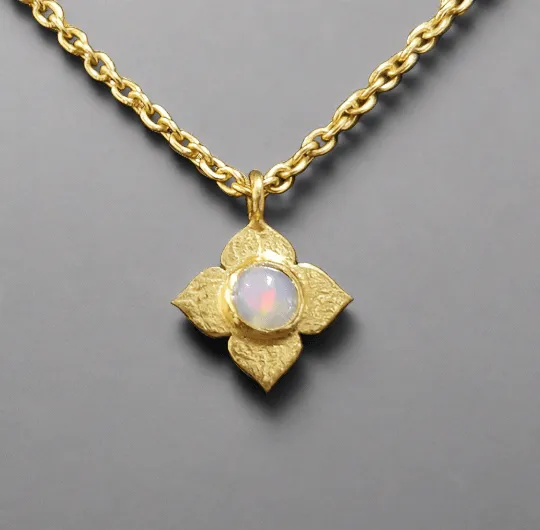 Gold Vermeil Flower Ethiopian Opal Charm Pendant